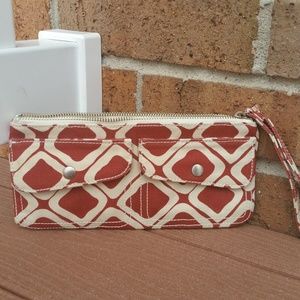 Club Monaco Wristlet  Wallet Clutch Canvas Chedron